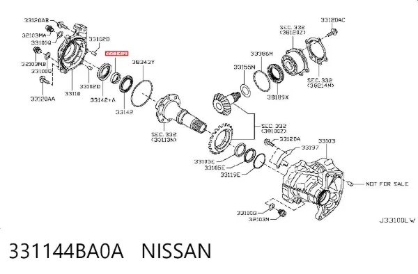 Retén del eje primario de la caja de transferencia 331144BA0A Nissan/Infiniti