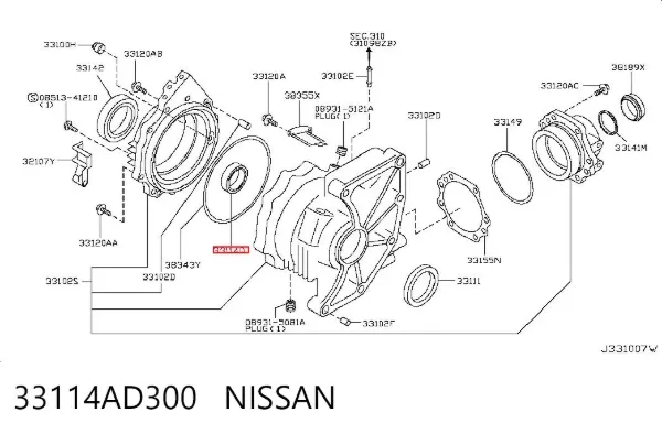 Retén del eje primario de la caja de transferencia 33114AD300 Nissan/Infiniti