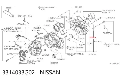 Retén del piñón del diferencial delantero NISSAN 3314033G02