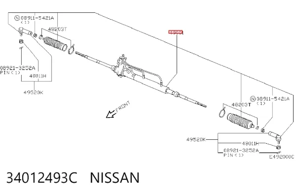 Cremallera de dirección 34012493C Nissan/Infiniti