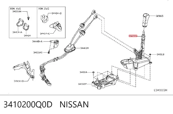 Palanca de cambios 3410200Q0D Nissan/Infiniti