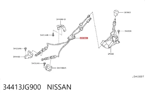 Cables de caja de cambios 34413JG900 Nissan/Infiniti