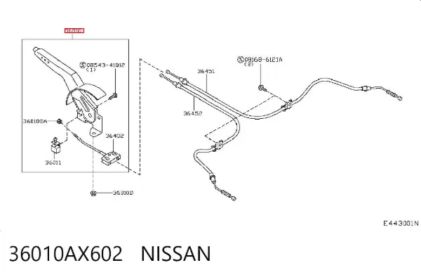 Palanca de freno de mano 36010AX602 Nissan/Infiniti