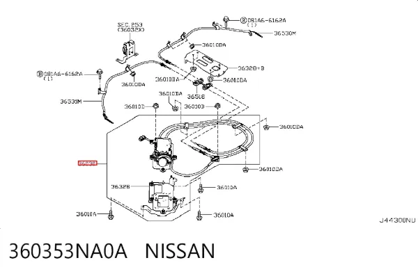 Accionamiento eléctrico del freno de mano 360353NA0A Nissan/Infiniti