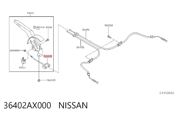 Cable de freno de estacionamiento delantero 36402AX000 Nissan/Infiniti