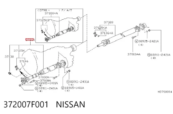 Árbol de transmision delantero 372007F001 Nissan/Infiniti