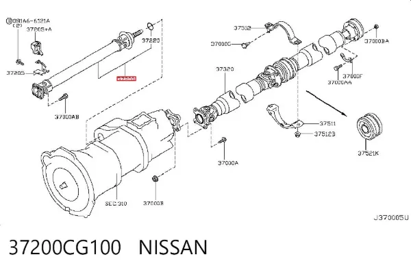 Árbol de transmision delantero 37200CG100 Nissan/Infiniti