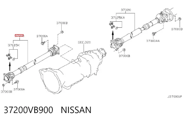 Árbol de transmision delantero 37200VB900 Nissan/Infiniti