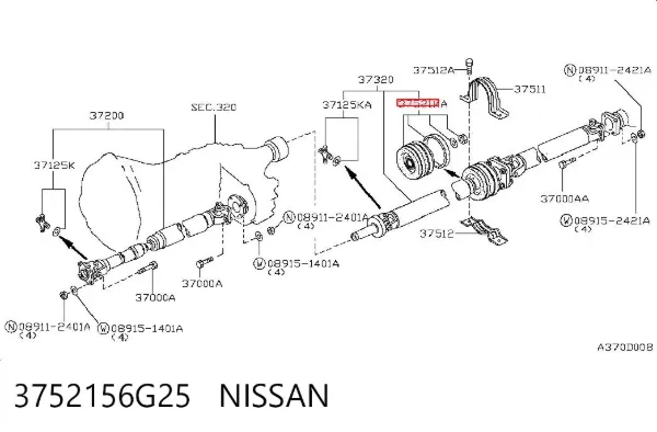 Rodamiento central del eje de transmisión 3752156G25 Nissan/Infiniti