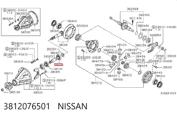 Cojinete de rueda 3812076501 Nissan/Infiniti