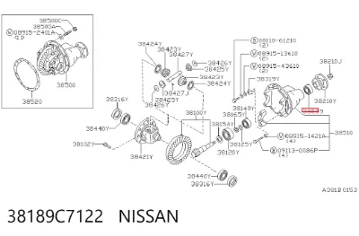 Retén del piñón del diferencial trasero NISSAN 38189C7122
