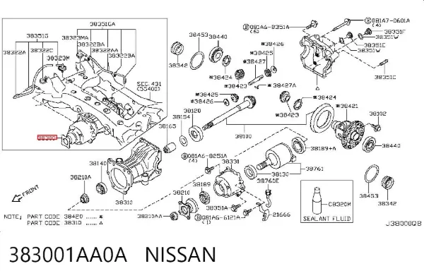Grupo trasero 383001AA0A Nissan/Infiniti
