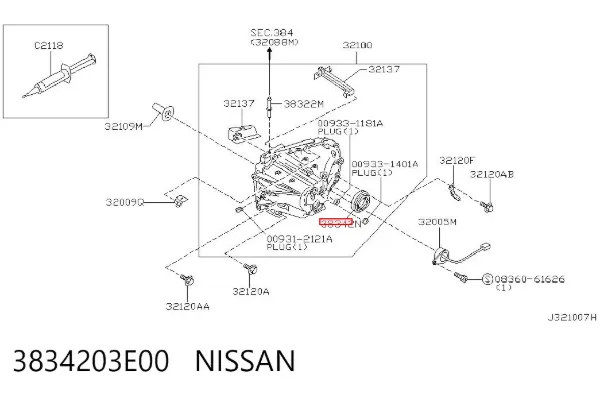 Retén del semieje delantero izquierdo 3834203E00 Nissan/Infiniti