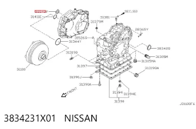 Retén del semieje delantero NISSAN 3834231X01