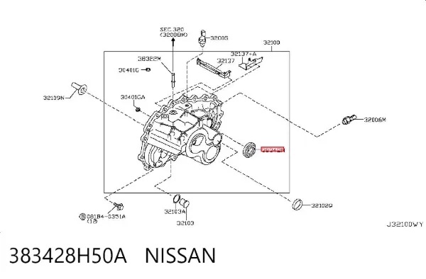 Retén del semieje delantero izquierdo 383428H50A Nissan/Infiniti