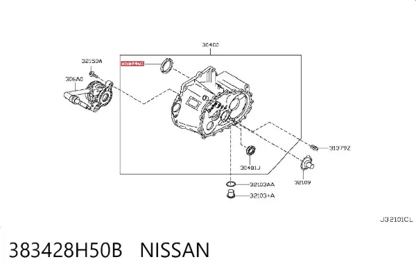 Retén del semieje delantero derecho 383428H50B Nissan/Infiniti