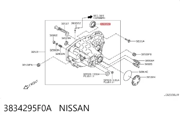 Retén del semieje delantero izquierdo 3834295F0A Nissan/Infiniti