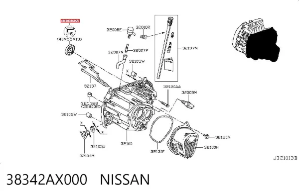 Retén del semieje delantero 38342AX000 Nissan/Infiniti