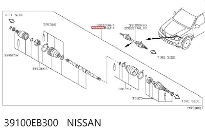 Semieje delantero NISSAN 39100EB300