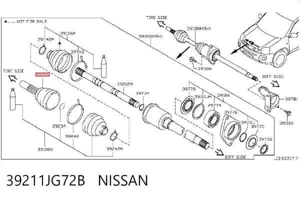 Junta homocinetica 39211JG72B Nissan/Infiniti