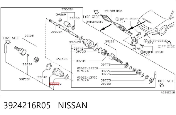 Abrazadera universal de fuelle de junta homocinética 3924216R05 Nissan/Infiniti