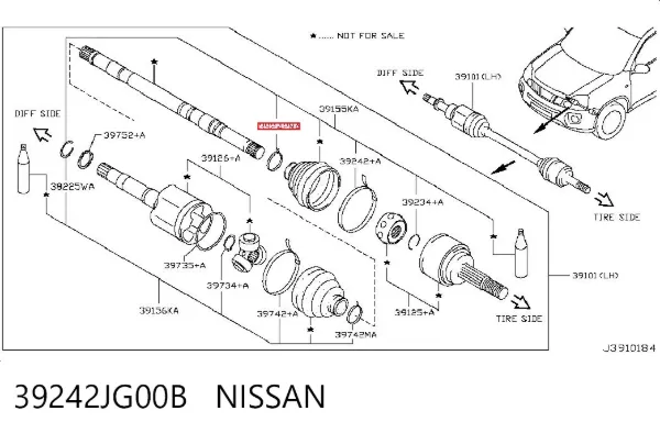 Abrazadera universal de fuelle de junta homocinética 39242JG00B Nissan/Infiniti