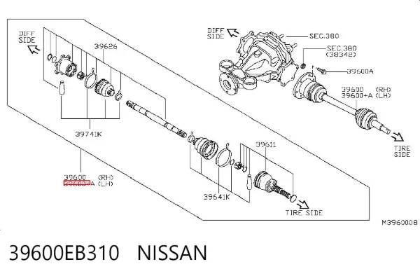Semieje 39600EB310 Nissan/Infiniti