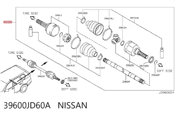 Semieje 39600JD60A Nissan/Infiniti
