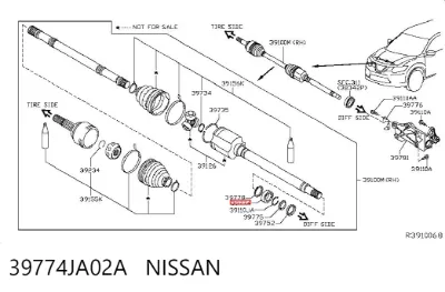 Soporte de rodamiento intermedio del semieje delantero NISSAN 39774JA02A