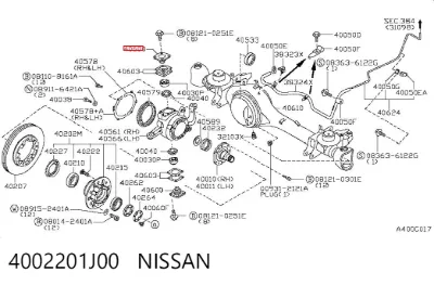 Pivote del muñón de dirección NISSAN 4002201J00