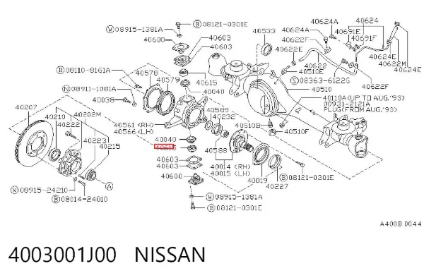 Cojinete de muñón delantero 4003001J00 Nissan/Infiniti