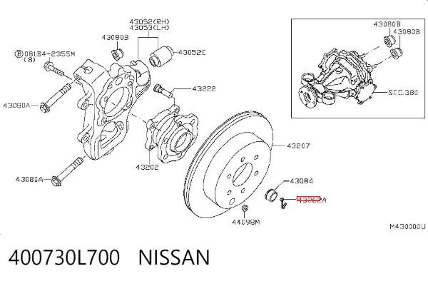 Cubo de rueda trasero 400730L700 Nissan/Infiniti