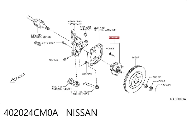 Buje de rueda delantero 402024CM0A Nissan/Infiniti