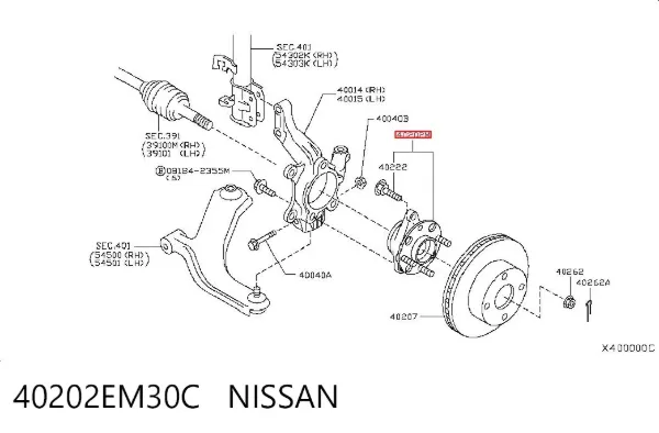 Buje de rueda delantero 40202EM30C Nissan/Infiniti