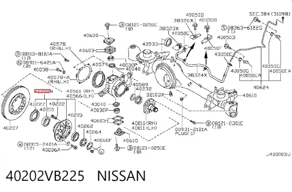 Buje de rueda delantero 40202VB225 Nissan/Infiniti