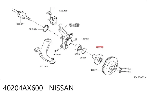 Buje de rueda delantero 40204AX600 Nissan/Infiniti