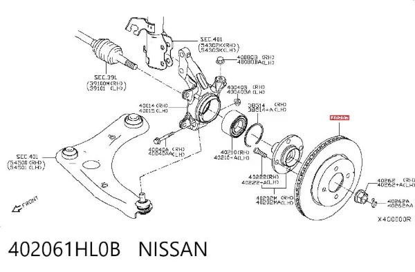 Disco de freno 402061HL0B Nissan/Infiniti