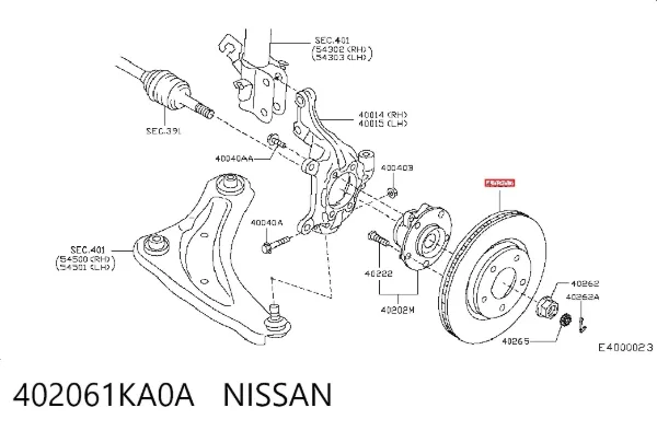 Disco de freno 402061KA0A Nissan/Infiniti