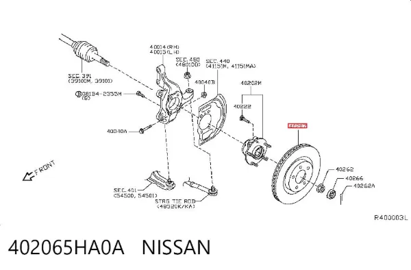 Disco de freno 402065HA0A Nissan/Infiniti