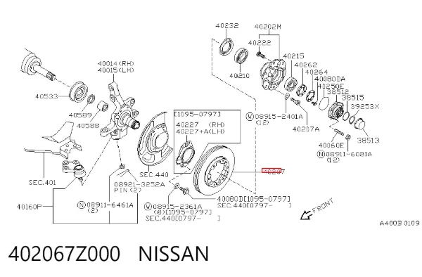 Disco de freno 402067Z000 Nissan/Infiniti