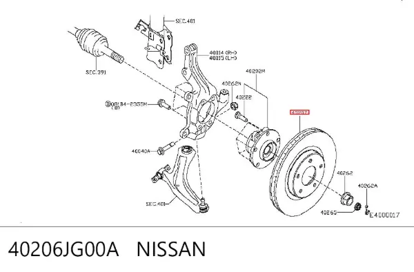Disco de freno 40206JG00A Nissan/Infiniti