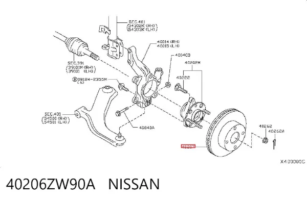 Disco de freno 40206ZW90A Nissan/Infiniti