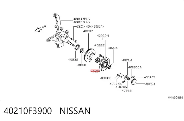 Cojinete de rueda delantero 40210F3900 Nissan/Infiniti