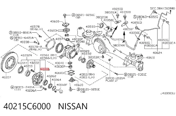 Cojinete exterior del cubo de rueda delantera 40215C6000 Nissan/Infiniti