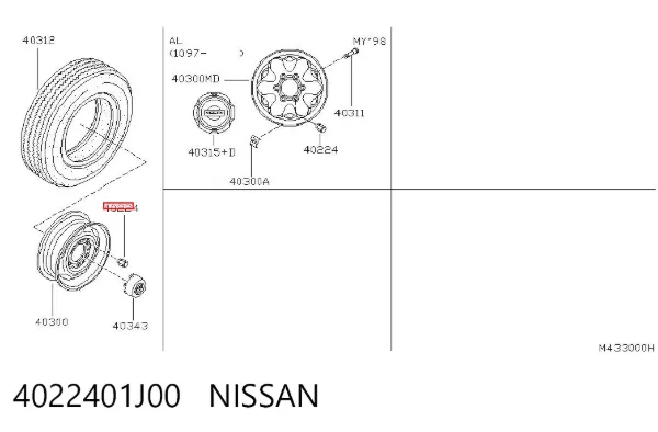 Tuercas de rueda 4022401J00 Nissan/Infiniti