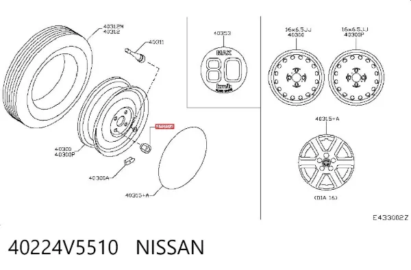 Tuercas de rueda 40224V5510 Nissan/Infiniti