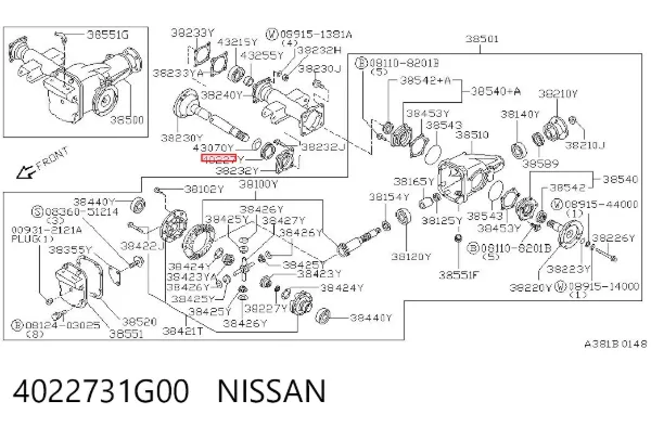 Retén del diferencial del eje delantero 4022731G00 Nissan/Infiniti