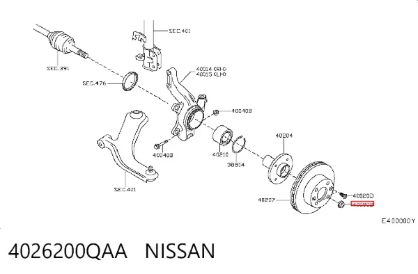 Cojinete de rueda delantero 4026200QAA Nissan/Infiniti