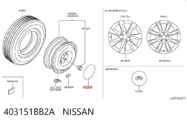 Tapacubos 403151BB2A Nissan/Infiniti