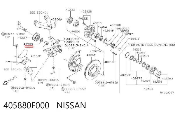 Cojinete de rueda delantero 405880F000 Nissan/Infiniti